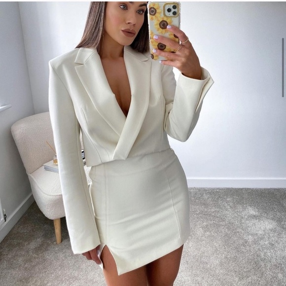 NWT ZARA Cropped Blazer White XXL Blogger’s Fav - Picture 9 of 14